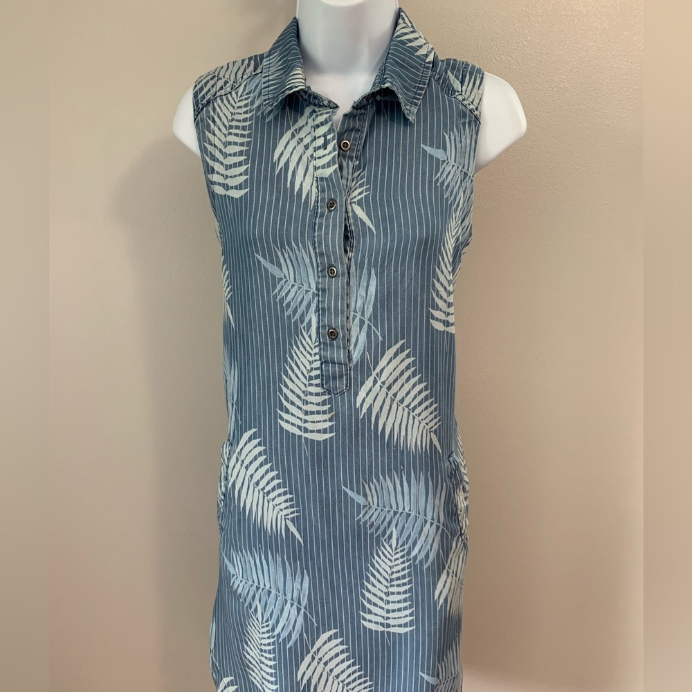 Billy T Chambray Tropical Print Dress